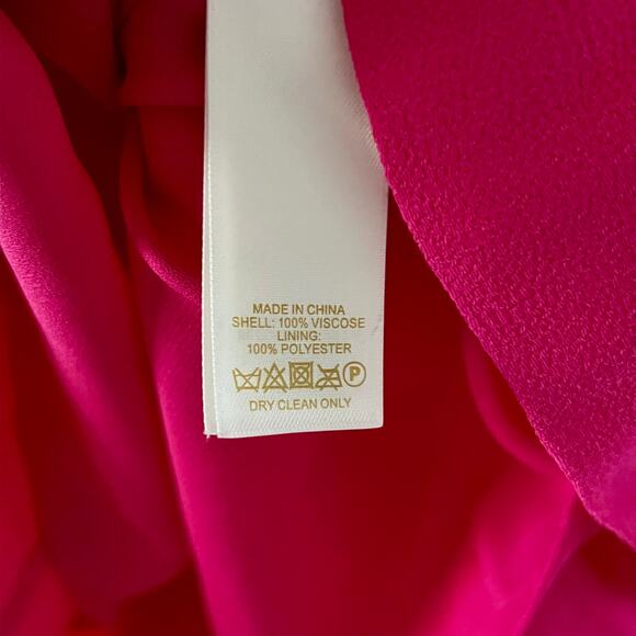 Kate Spade Hot Pink Flutter Sleeve Dress Size 2 V-Neck Midi Barbie Date Night - Picture 4 of 6